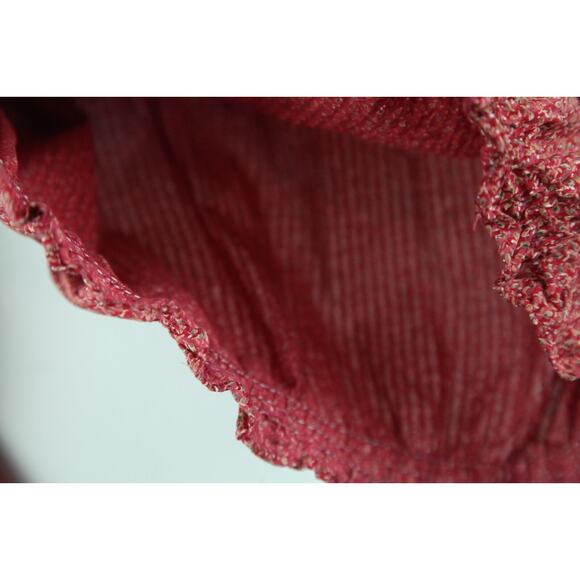 Harris Wilson Medium Top Red Ruffle Dainty Floral Prairie Cottagecore Western - Picture 7 of 9